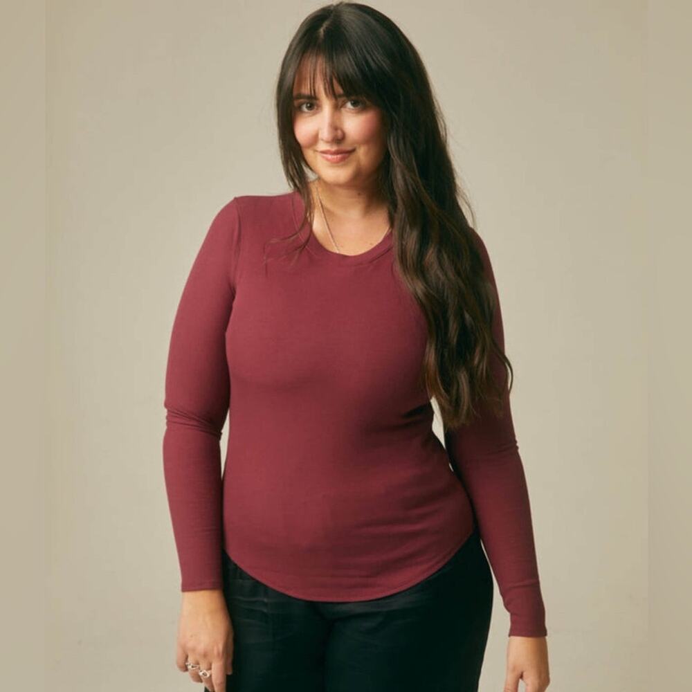 SheBird Aspen Long Sleeve Bra Top Dark Cherry Red 3 / Small